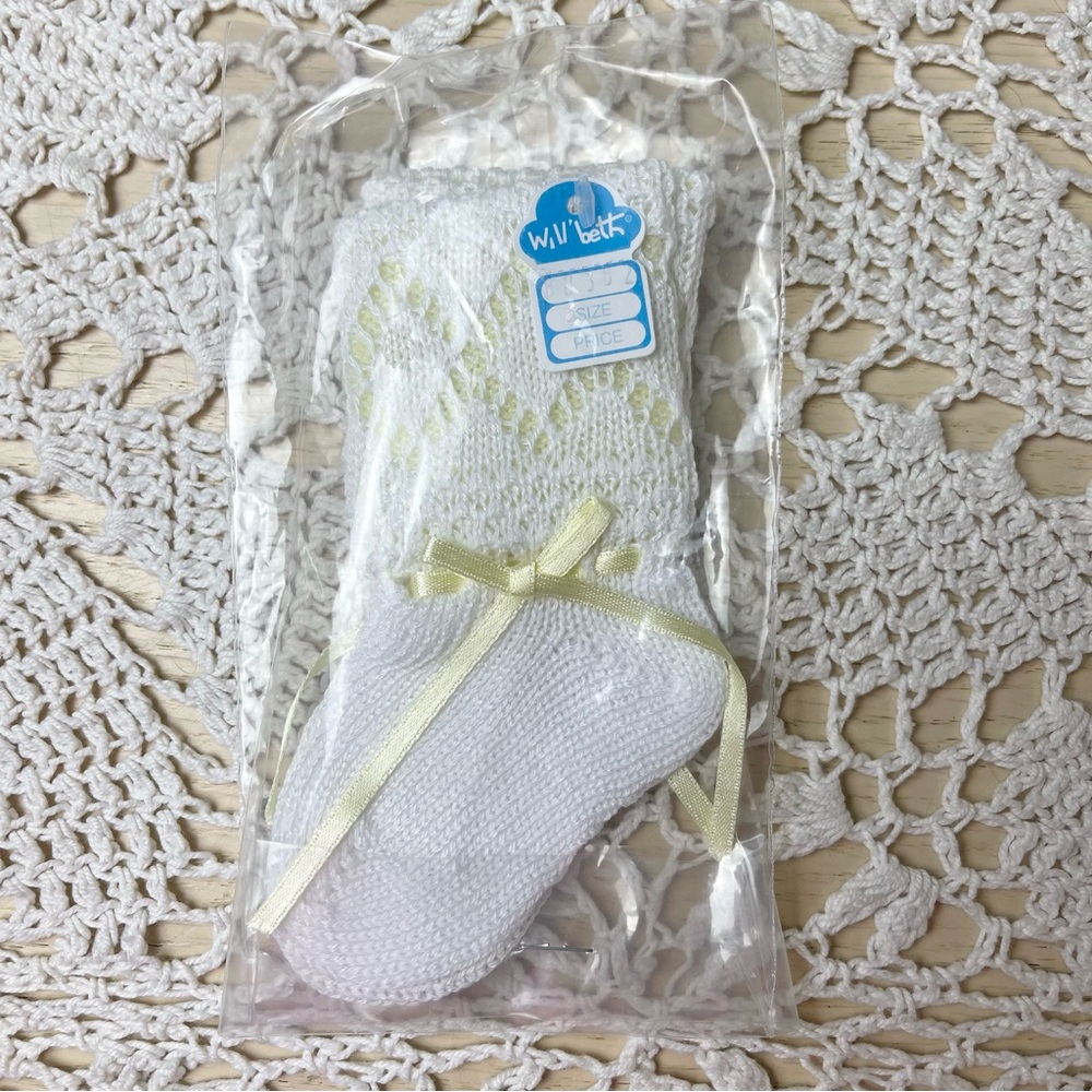 NWT Will'Beth Baby Girl 0-6 Months Fancy Cuffed Knitted Cotton Baby Socks